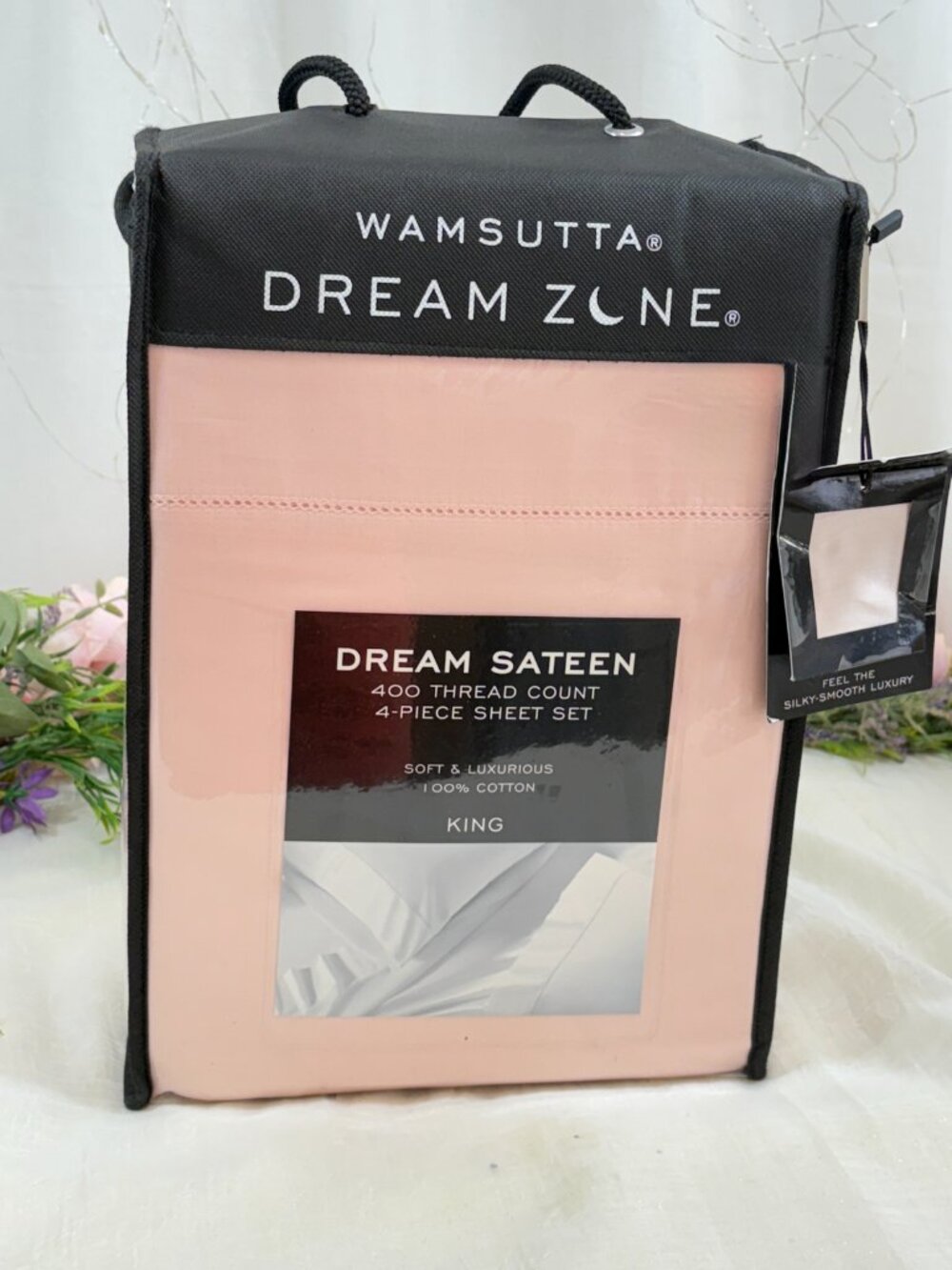New Wamsutta Dream Zone Sateen Pink 400 TC 4 Piece Cotton King Sheet Set